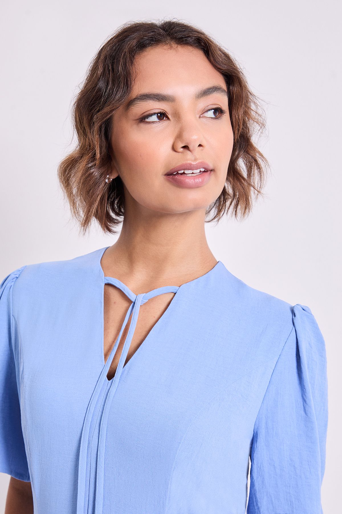 Dorothy Perkins Tie Front Seam Detail Midi Dress Blue image 4