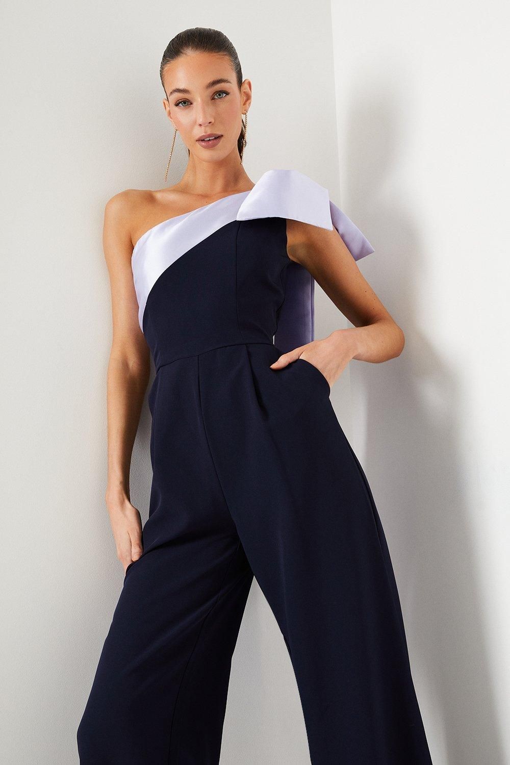 Coast Bow One Shoulder Jumpsuit Navy image 4
