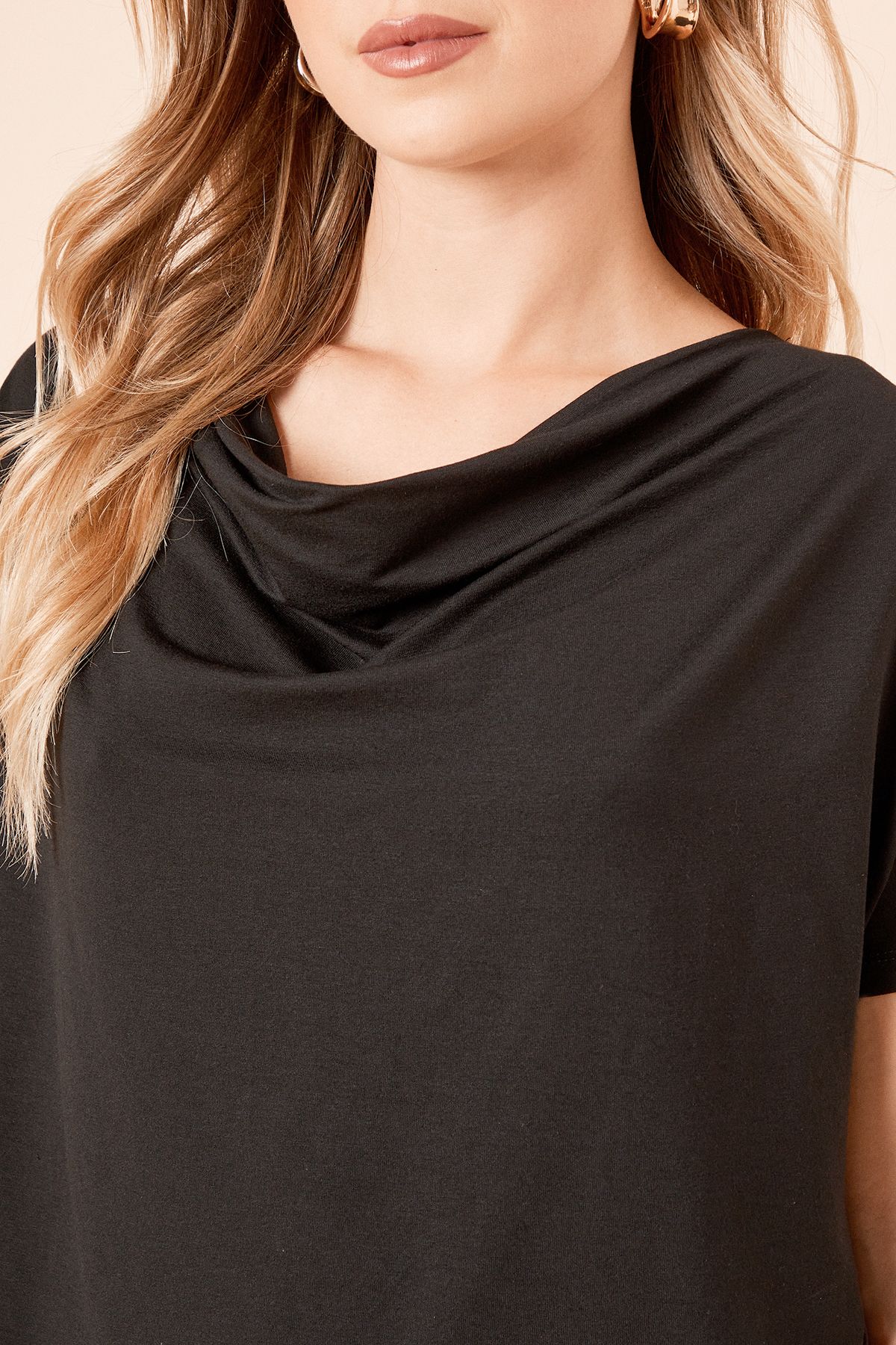 Dorothy Perkins Cowl Neck T Shirt Black image 4