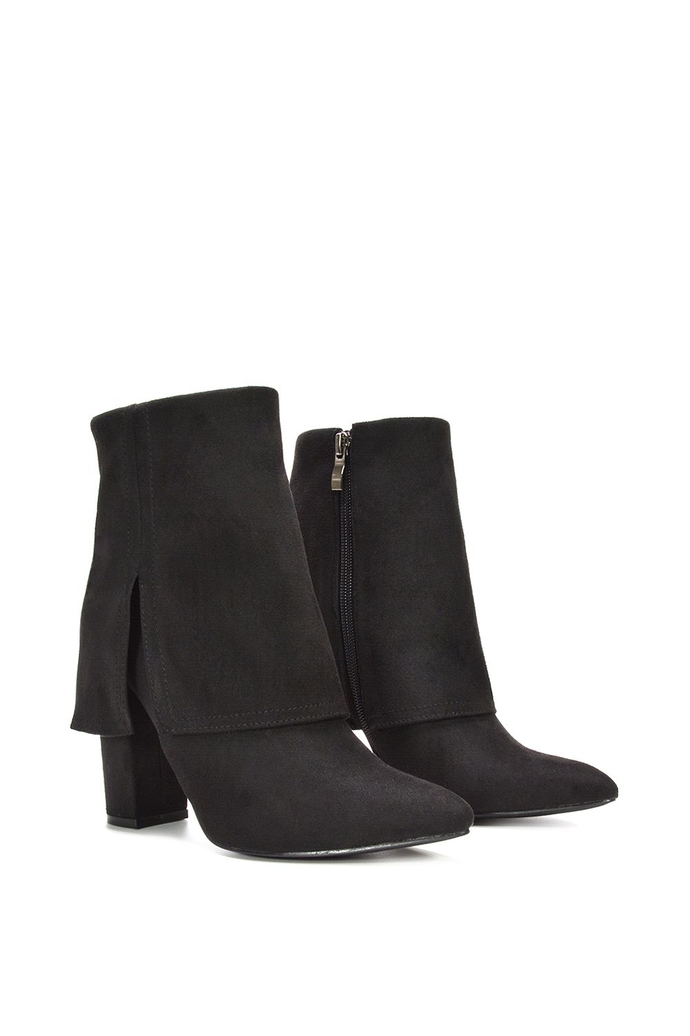 XY London 'Ayla' Layered Fold Over Pointed Toe Heeled Shoe Booties image 3