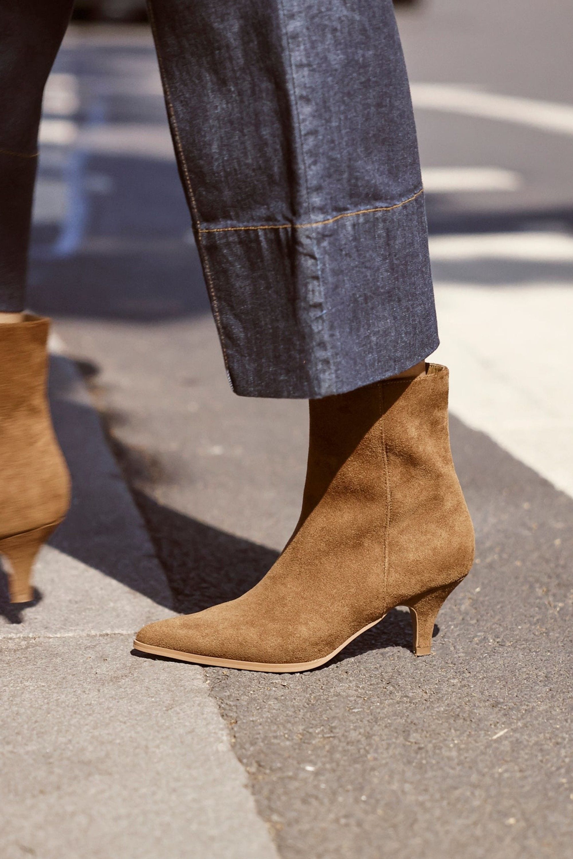 Linzi Pursuit Tan Faux Suede Heeled Pointed Ankle Boot image 2