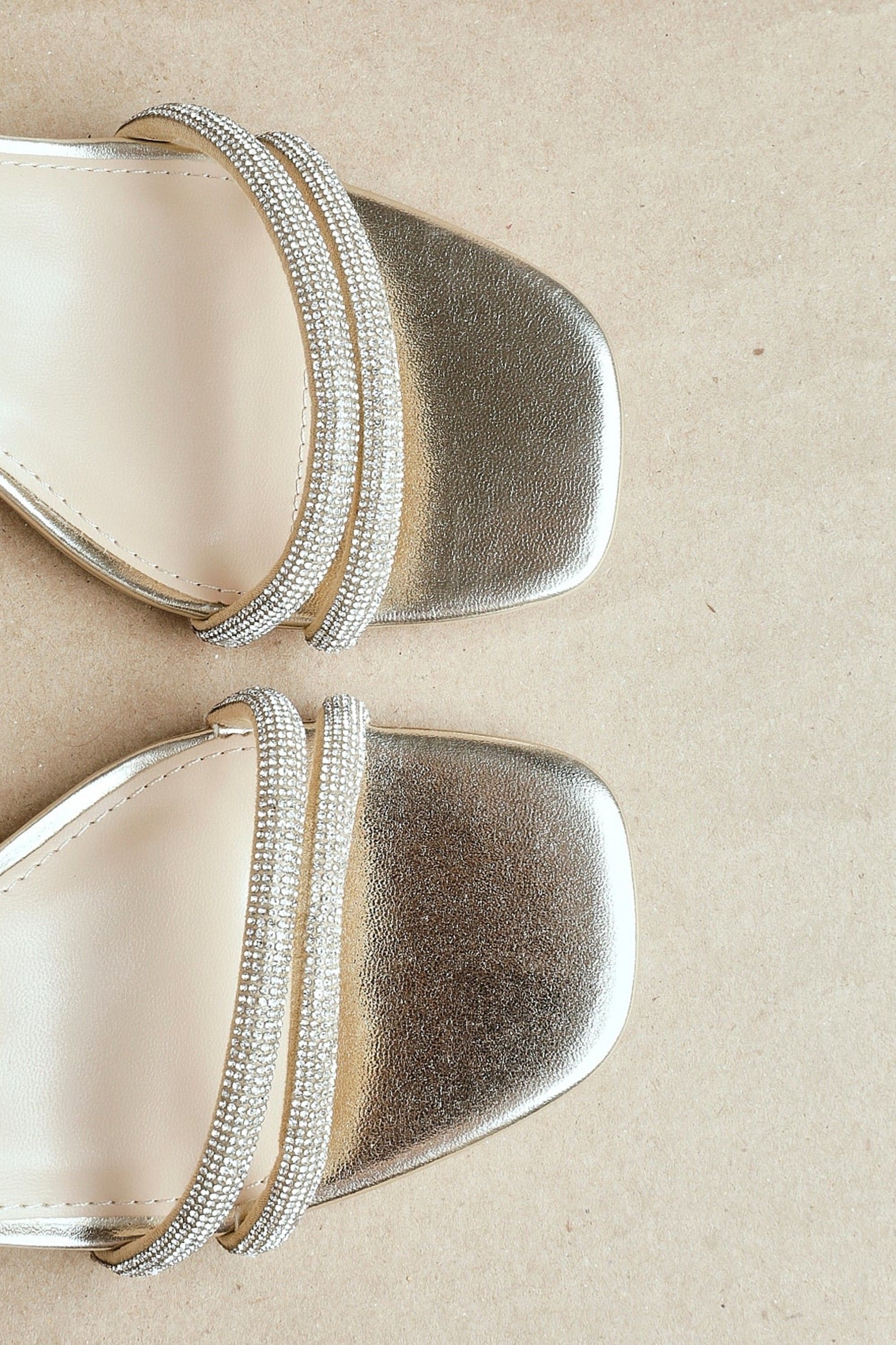 Linzi Bunty Gold Faux Leather Diamante Block Heeled Sandal image 7