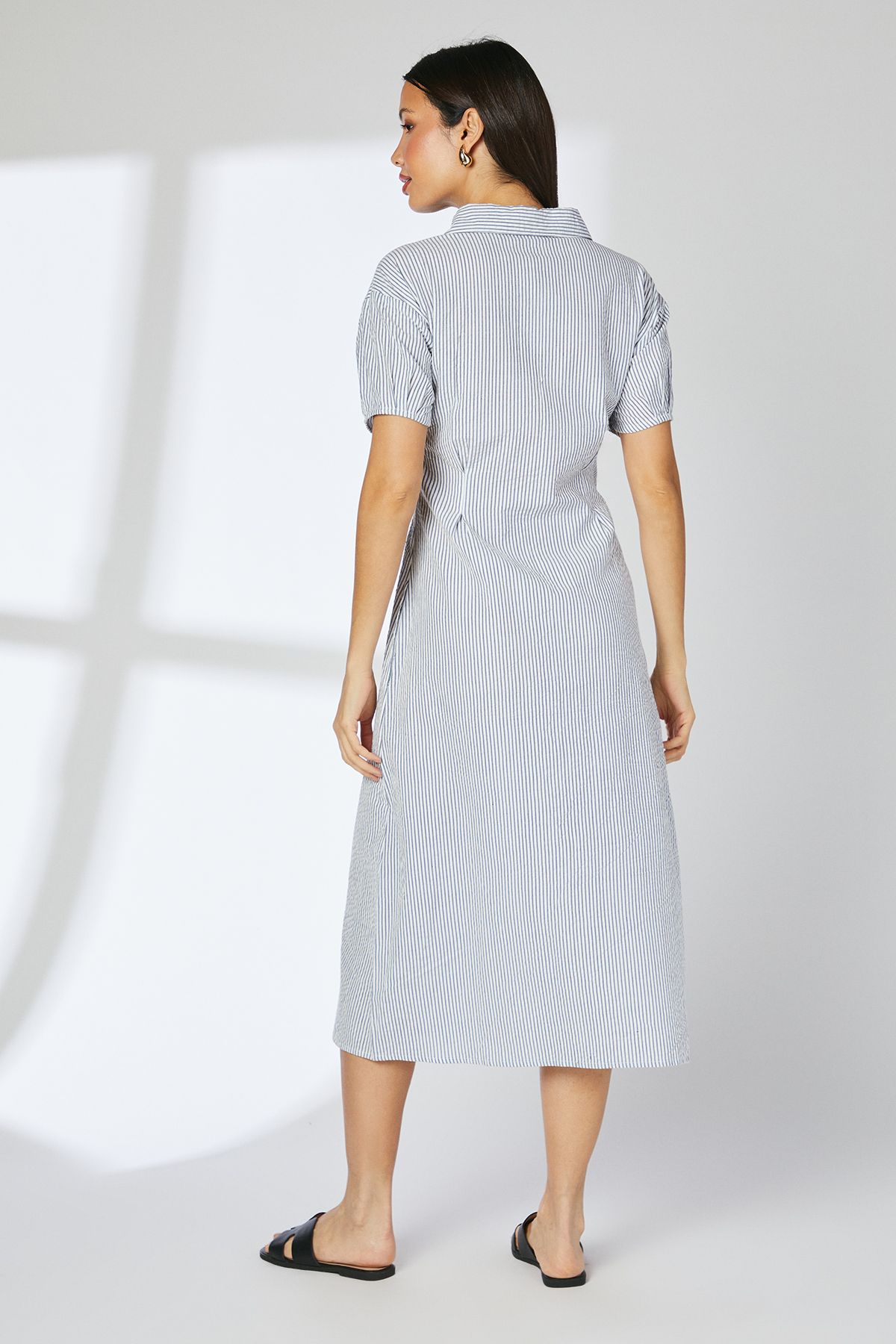 Principles Navy Stripe Dart Detail Seersucker Shirt Dress Navy image 4