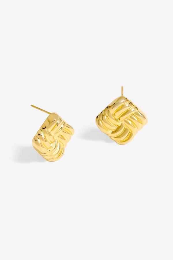 Jon Richard Gold Plated Square Ridge Earrings