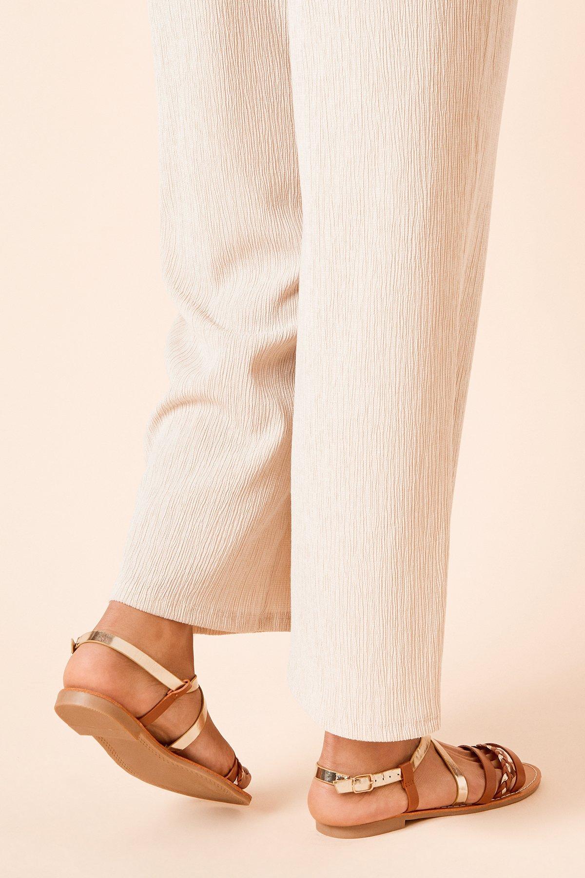 Dorothy Perkins Jules Faux Leather Plaited Cross Stap Flat Sandals Tan image 4