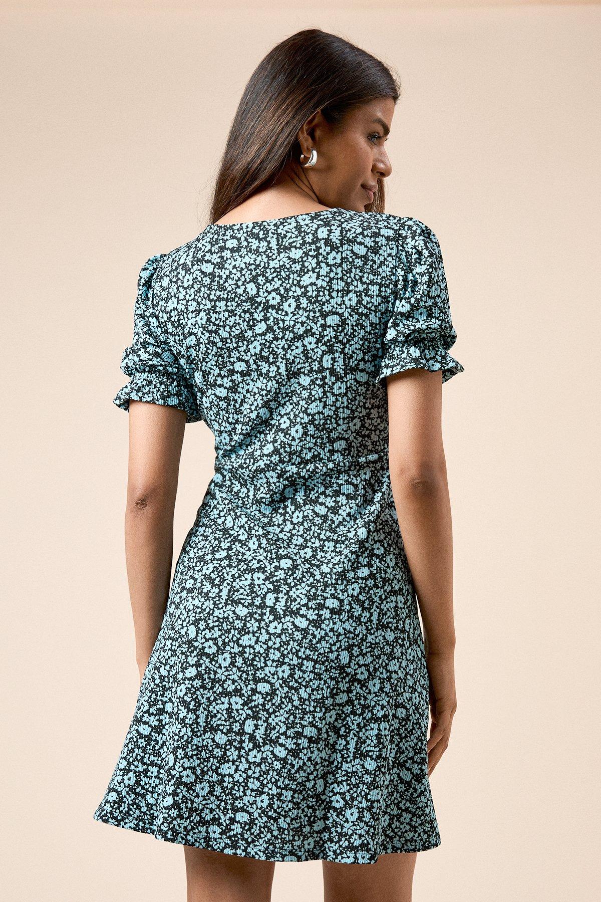 Dorothy Perkins Petite Blue Floral Jersey Mini Dress Blue image 3