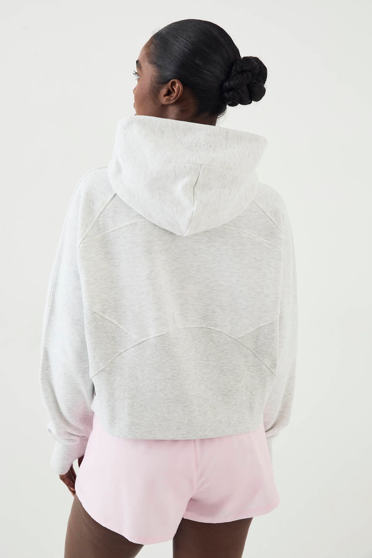 DSGN Studio DSGN Studio Ribbed Panel Half Zip Hoodie Ash Grey image 2