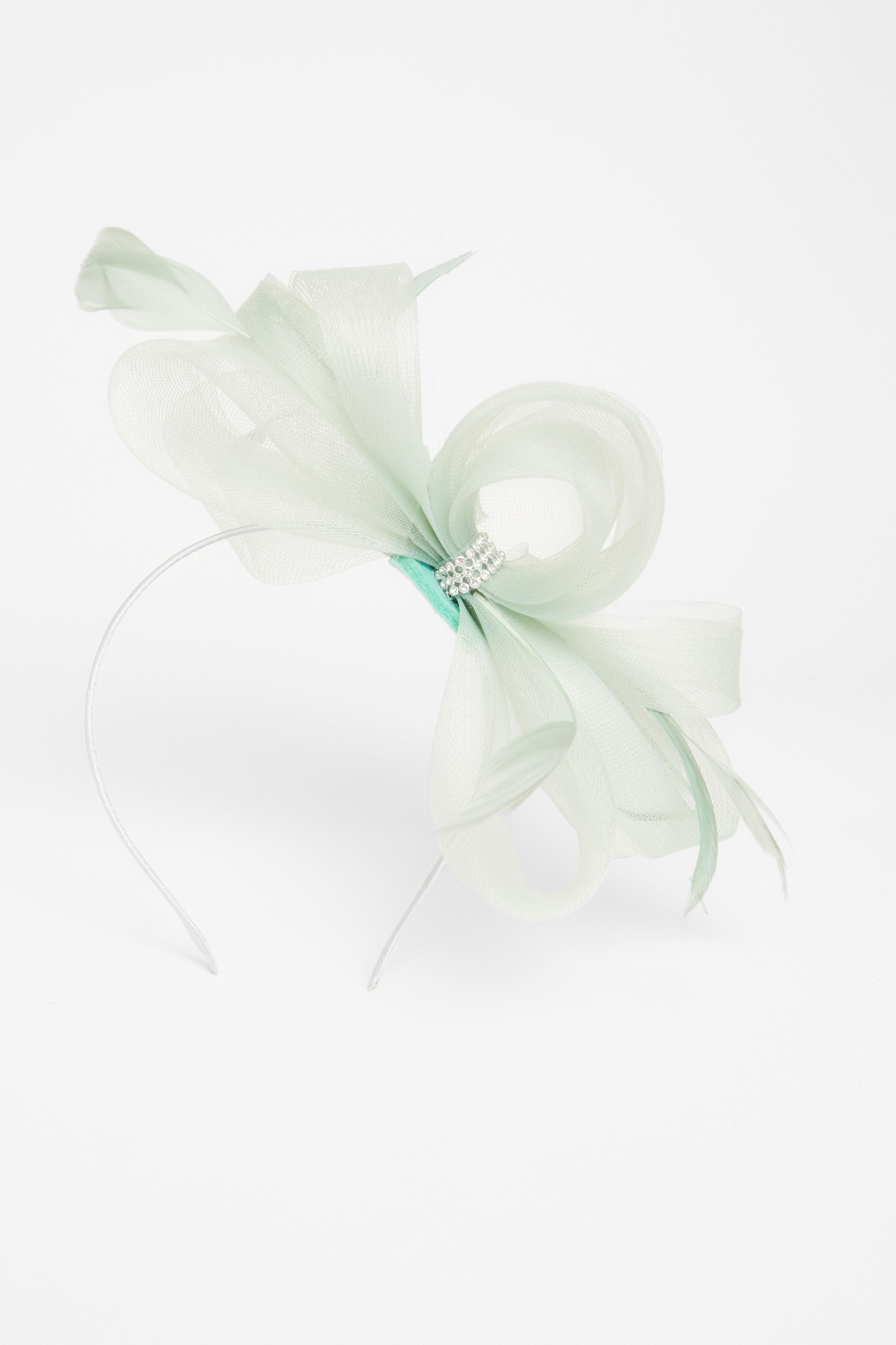 Quiz Light Green Diamante Bow Headband Fascinator image 2