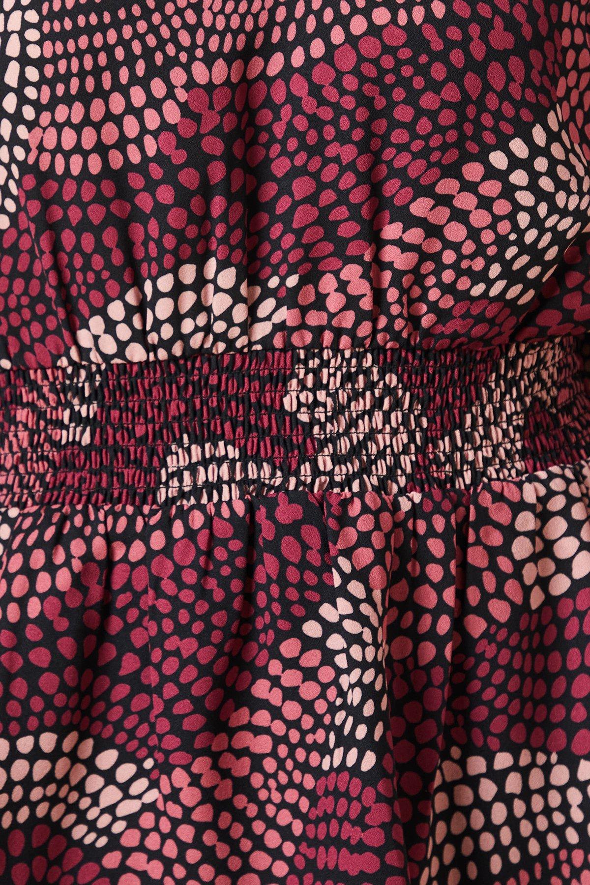 Dorothy Perkins Tall Pink Spot V Neck Shirred Waist Blouse Pink image 5