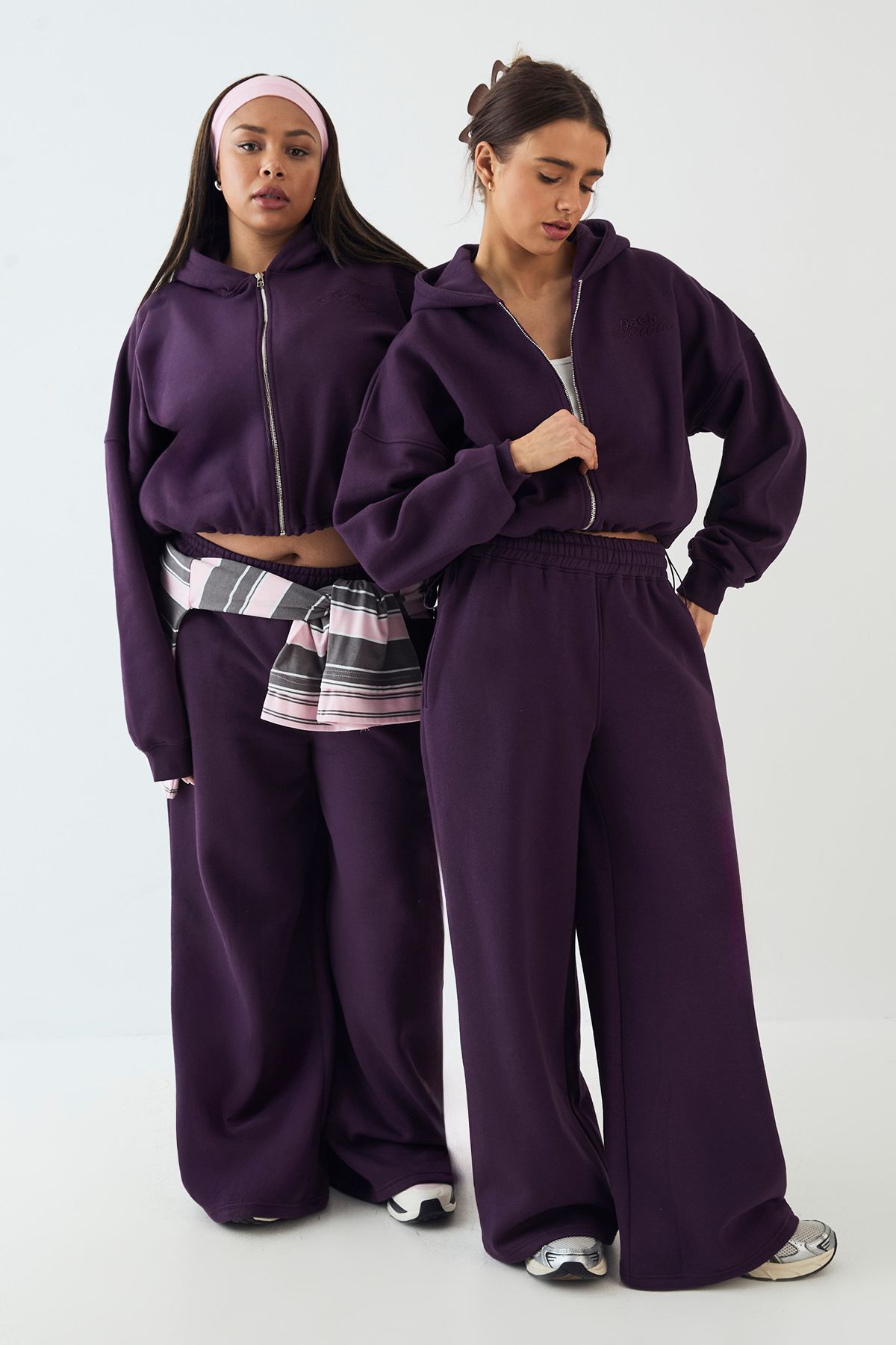 DSGN Studio DSGN Studio Towelling Applique Straight Leg Jogger Aubergine
