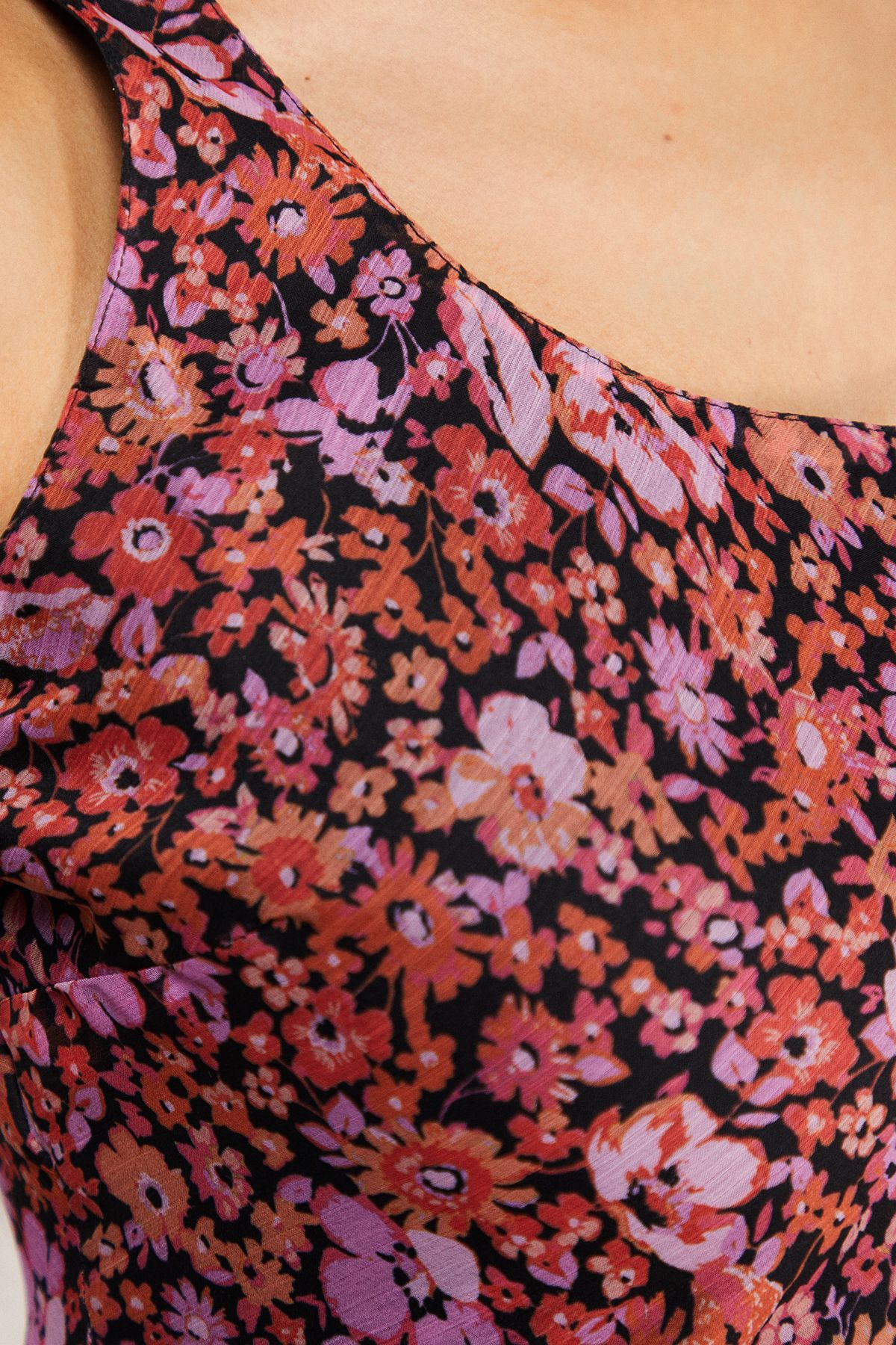 Warehouse Ditsy Floral Chiffon Square Neck Bias Midi Slip Dress Pink image 5