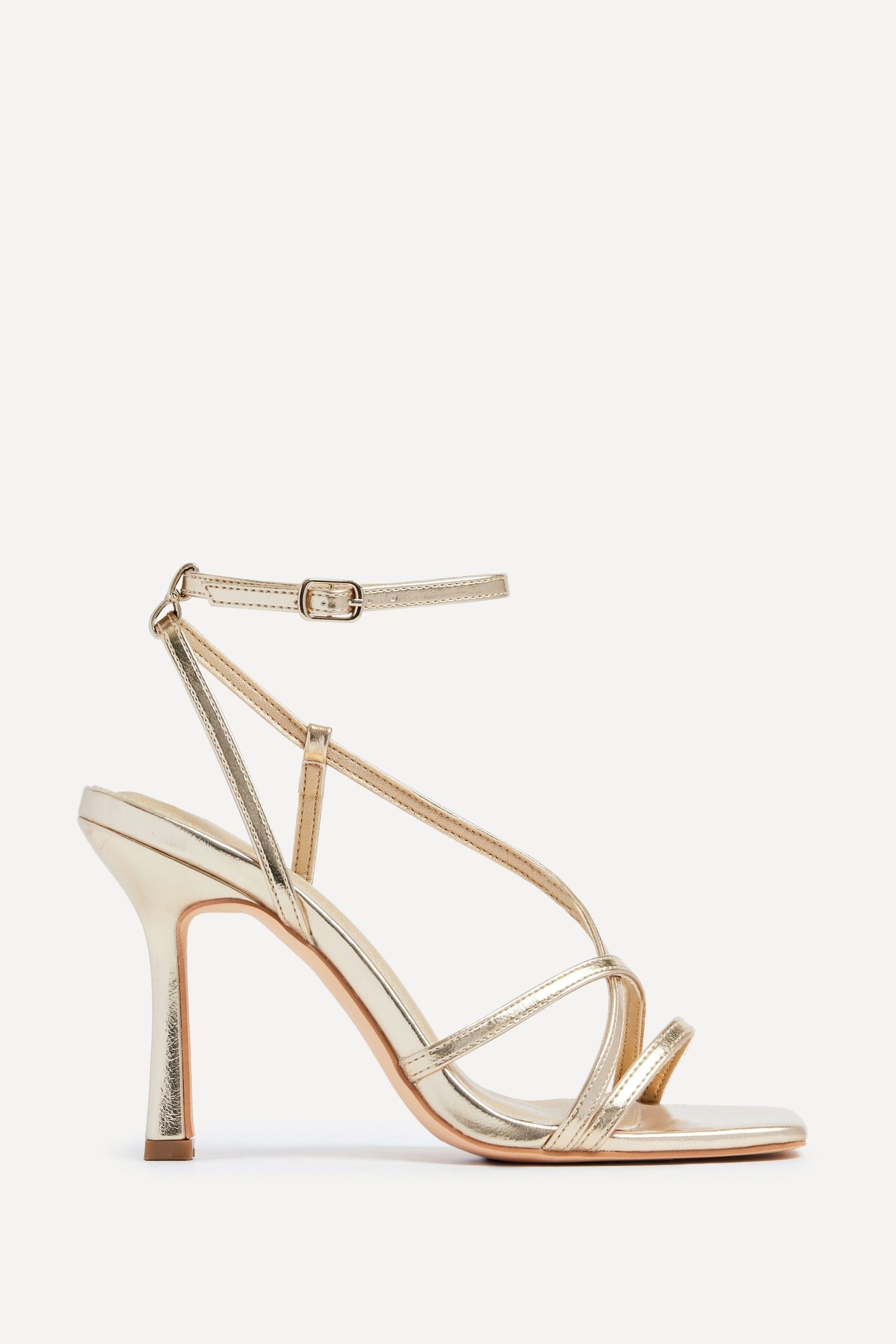 Linzi Havana Gold Faux Leather Strappy Heeled Sandal