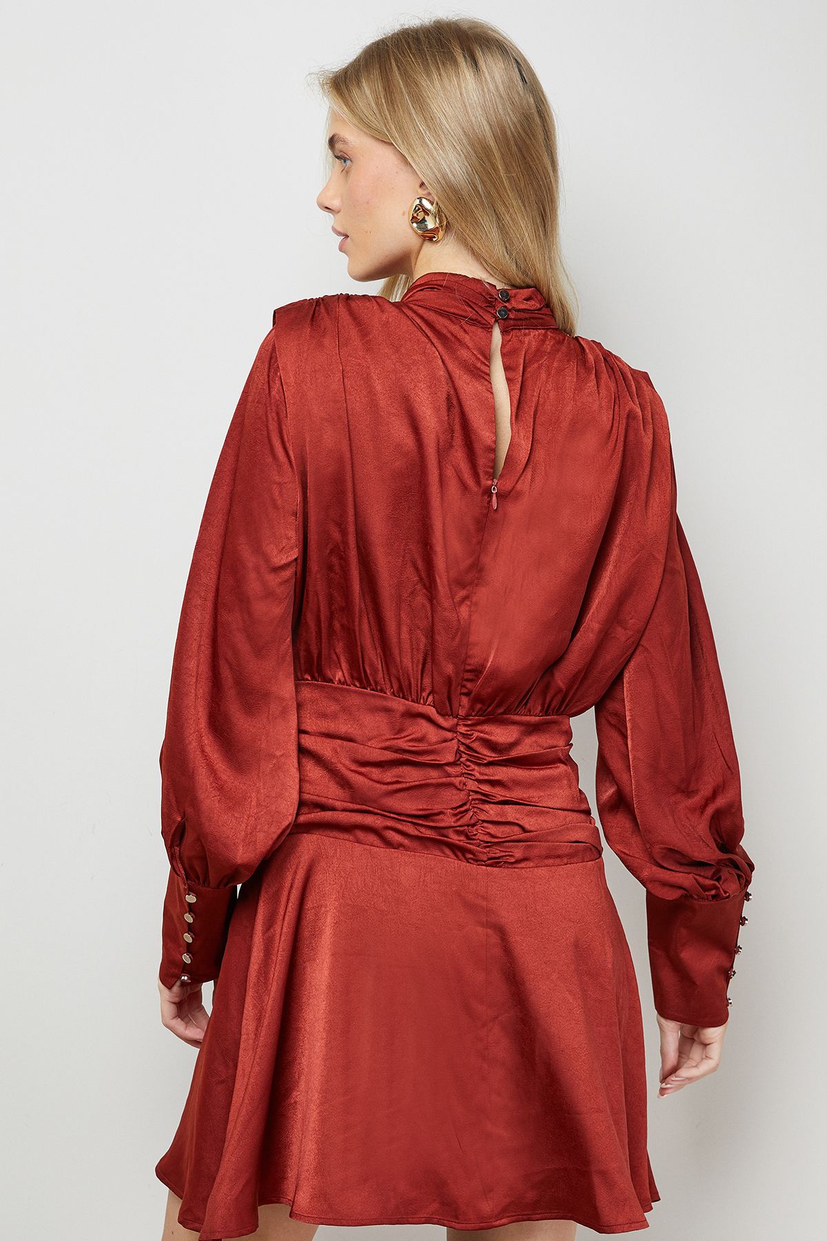 Oasis Volume Shoulder Western Mini Dress Ginger image 3