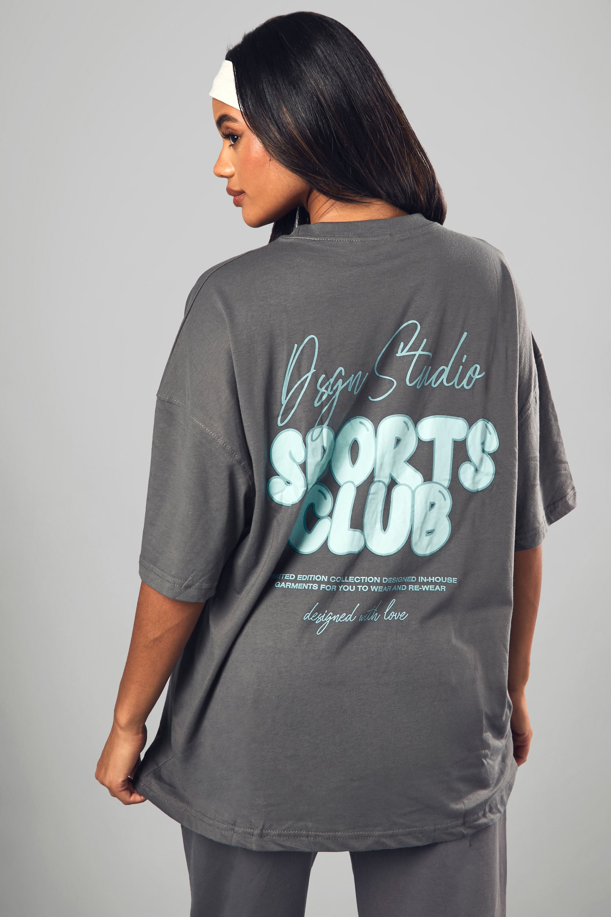 DSGN Studio DSGN Studio Sports Bubble Slogan Oversized T-shirt Charcoal image 2