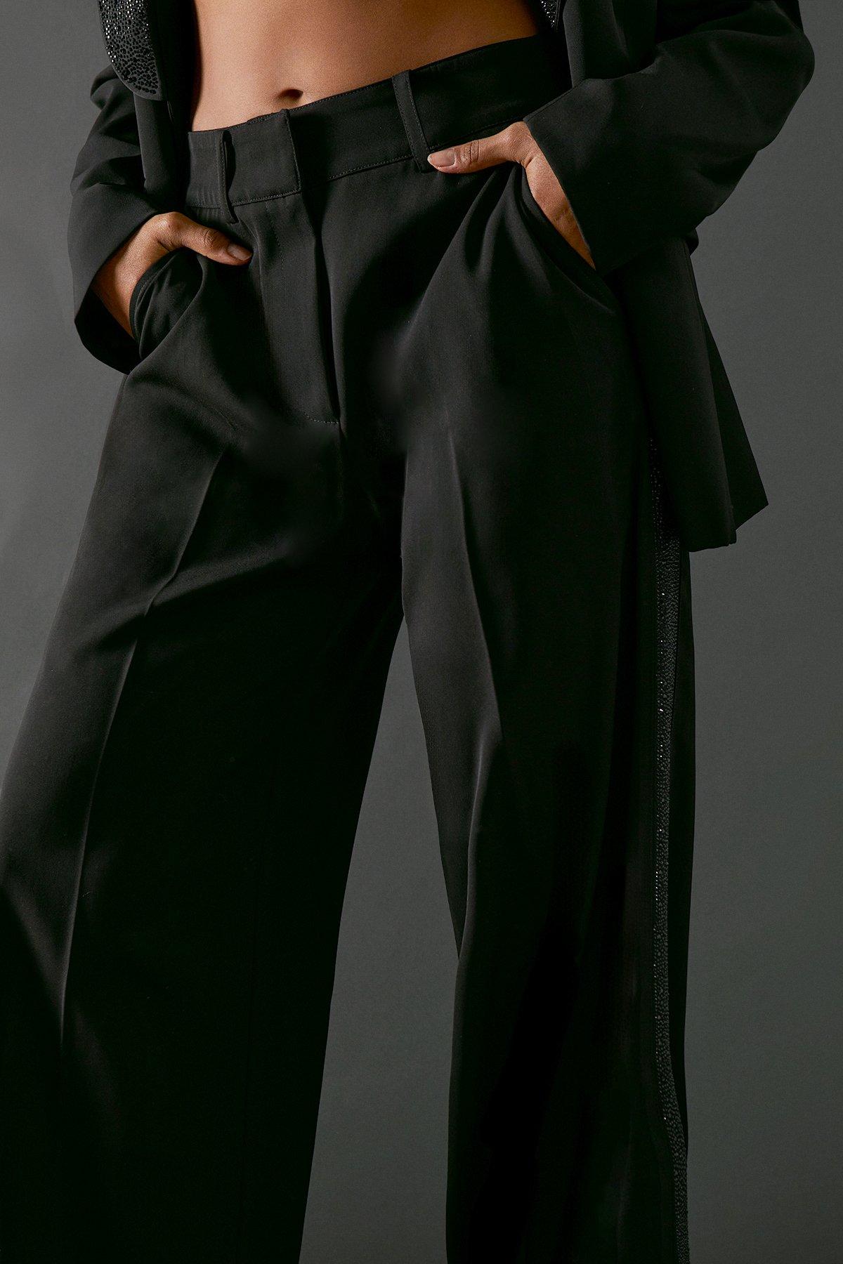 Warehouse Hotfix Side Panel Wide Leg Tailored Trouser image 4