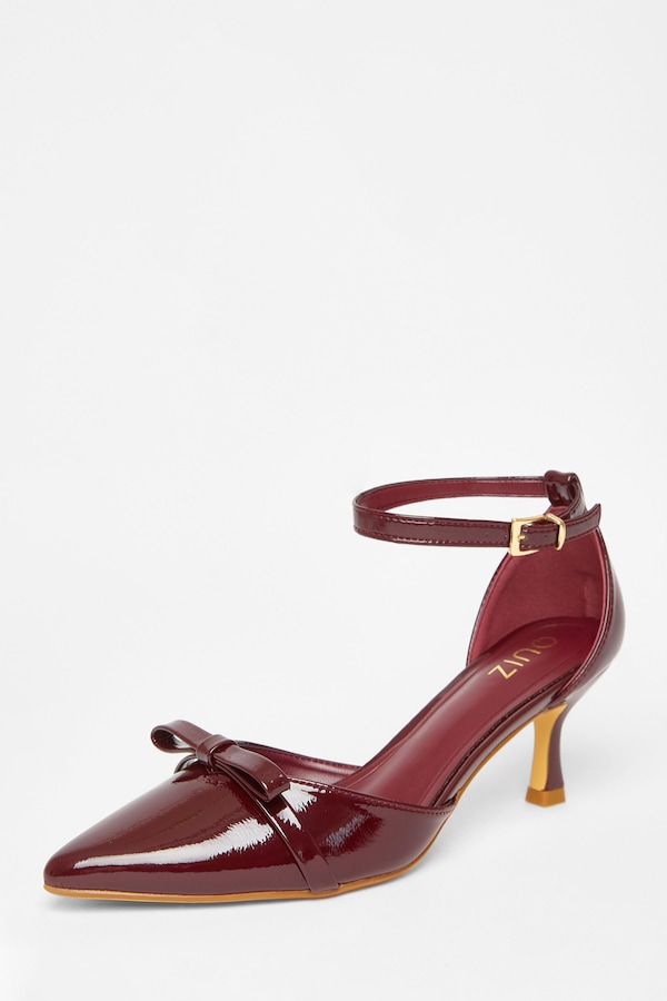 Quiz Burgundy Patent Bow Court Heels