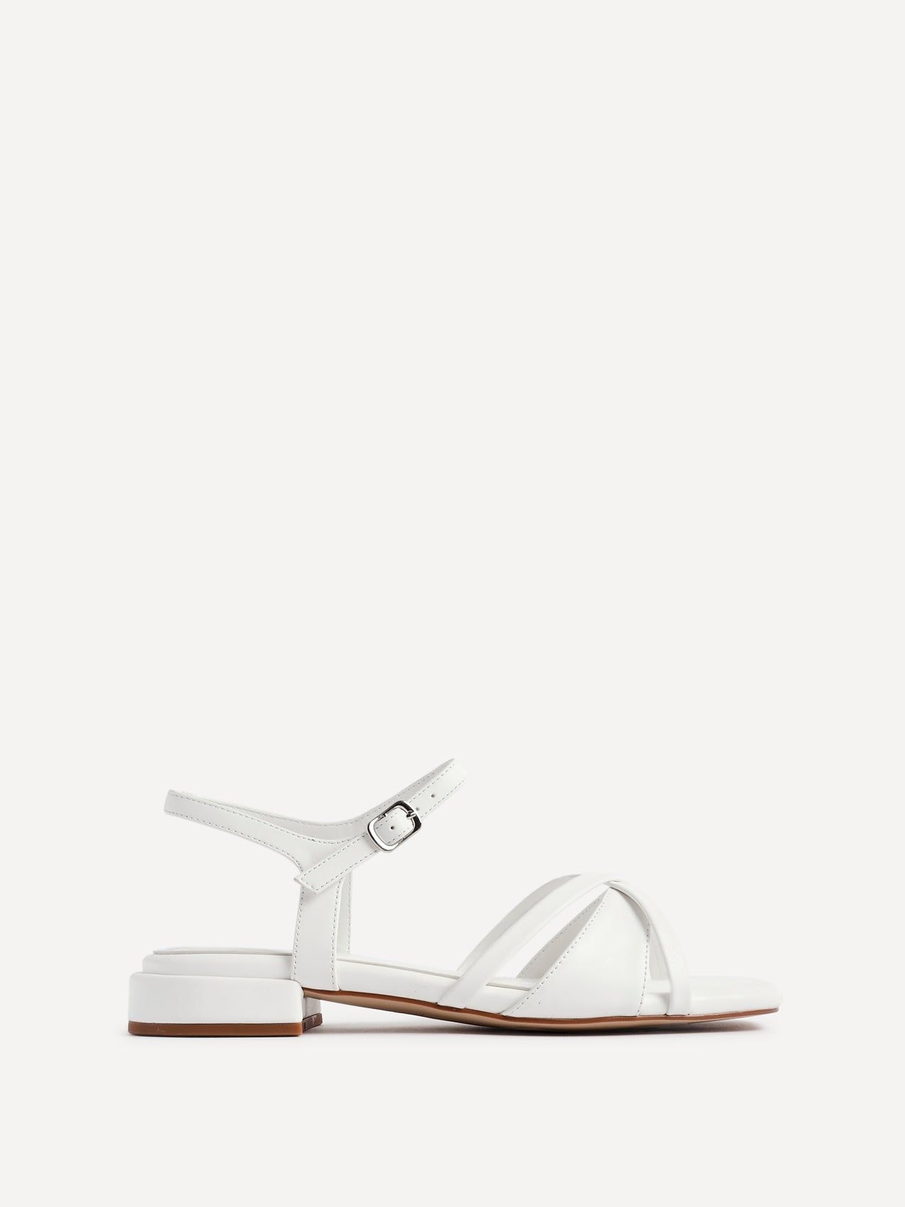 Linzi Zenna White Faux Leather Strappy Low Block Heeled Sandals image 1