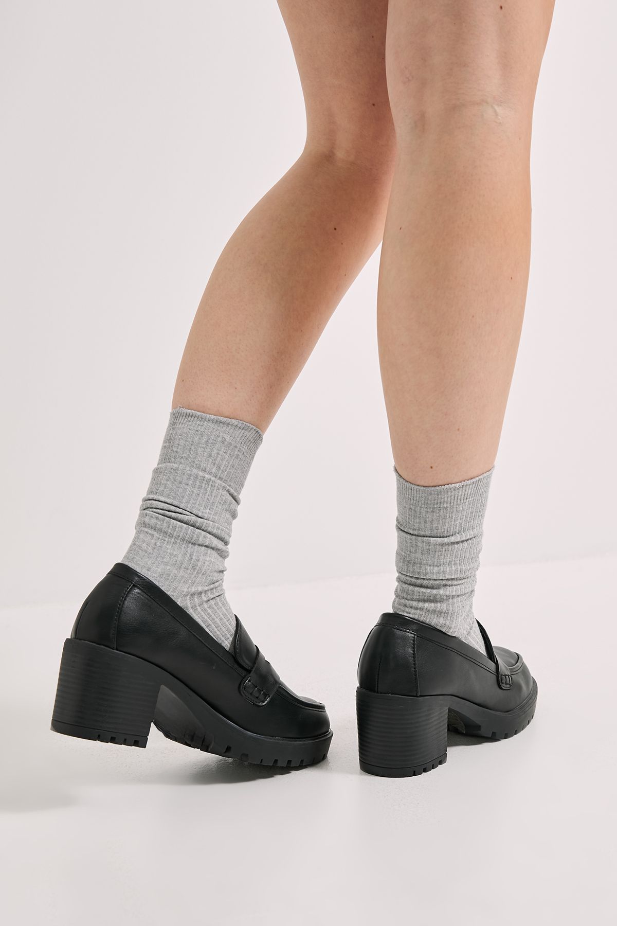 Dorothy Perkins Wide Fit Lenny Heeled Loafers Black image 3