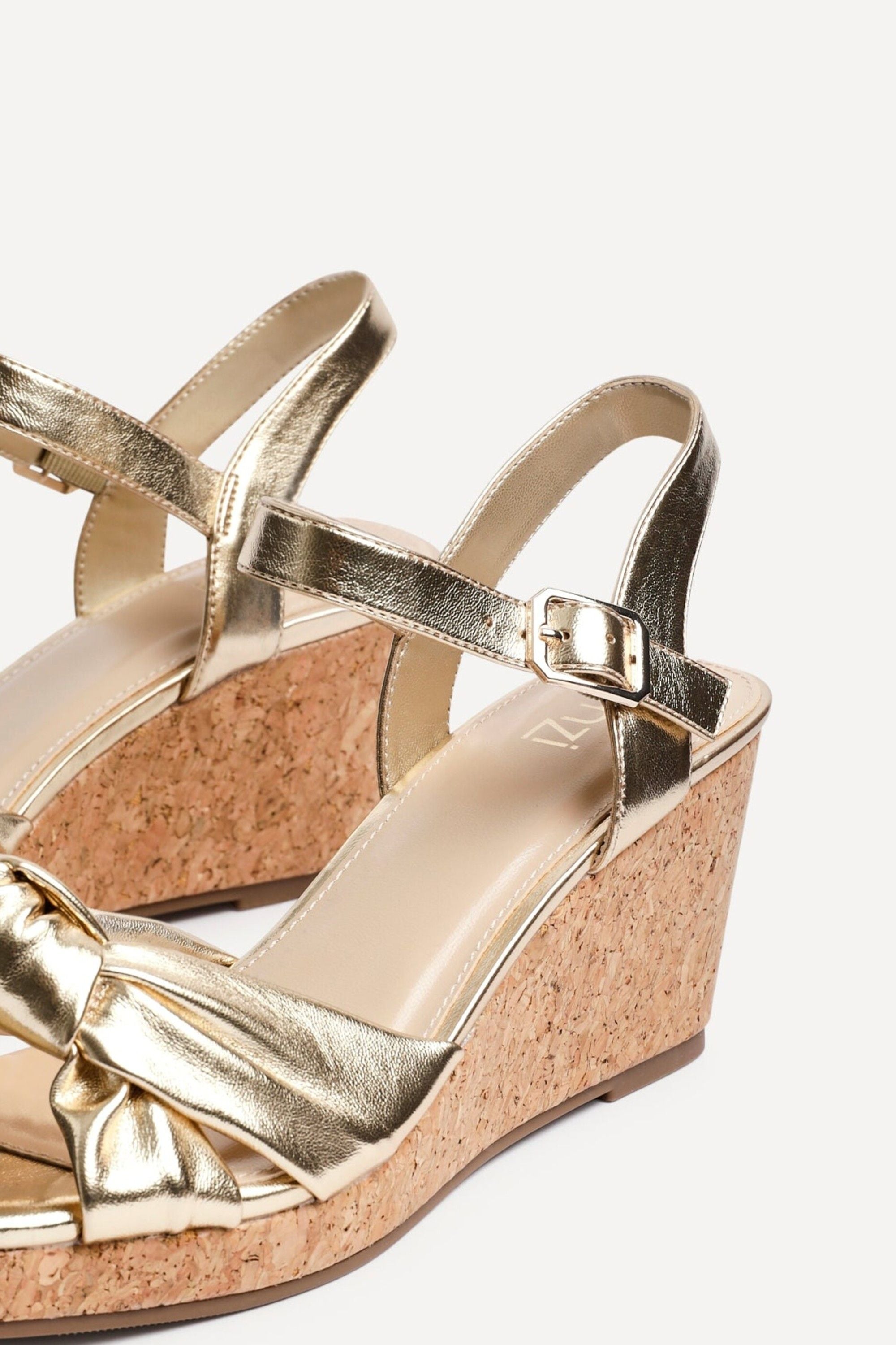Linzi Elyah Gold Faux Leather Cork Wedge image 5