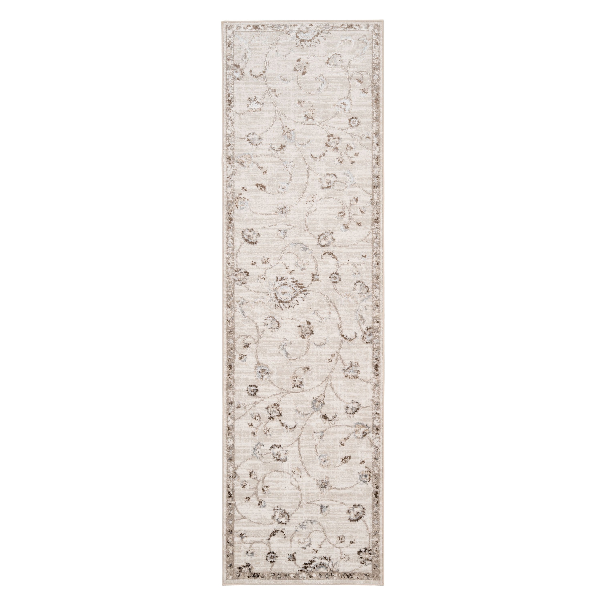 Kukoon Beige Distressed Floral Bordered Luxury Sheen Rug image 6