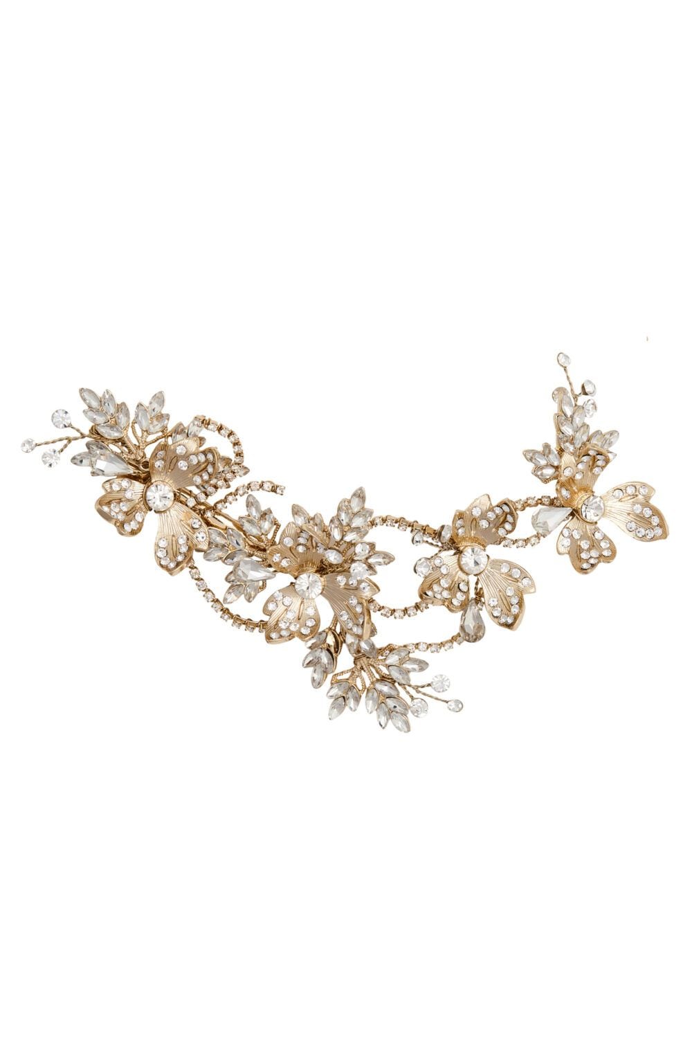 Jon Richard Gold Plated Floral And Crystal Hair Slide - Gift Pouch image 1