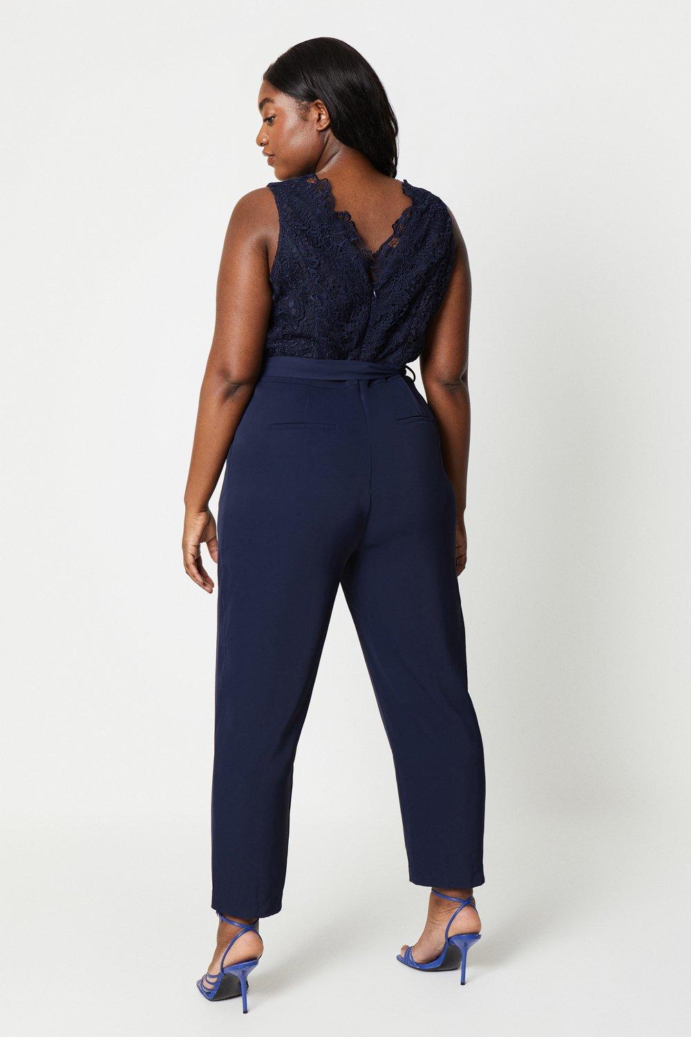 Coast Plus Lace V Neck Jumpsuit Navy image 3
