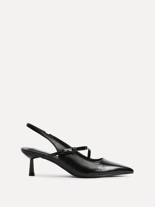 Linzi Timeless Black Faux Leather Court Heel