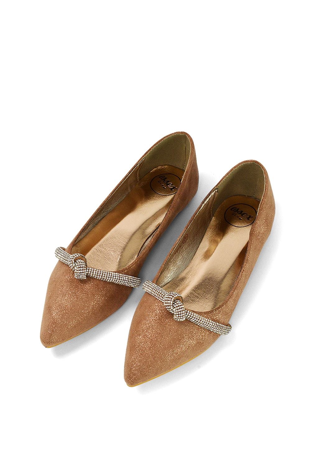 XY London 'Halley' Flat Heel Pointed Toe Sparkly Embellished Diamante Bridal Pumps image 1