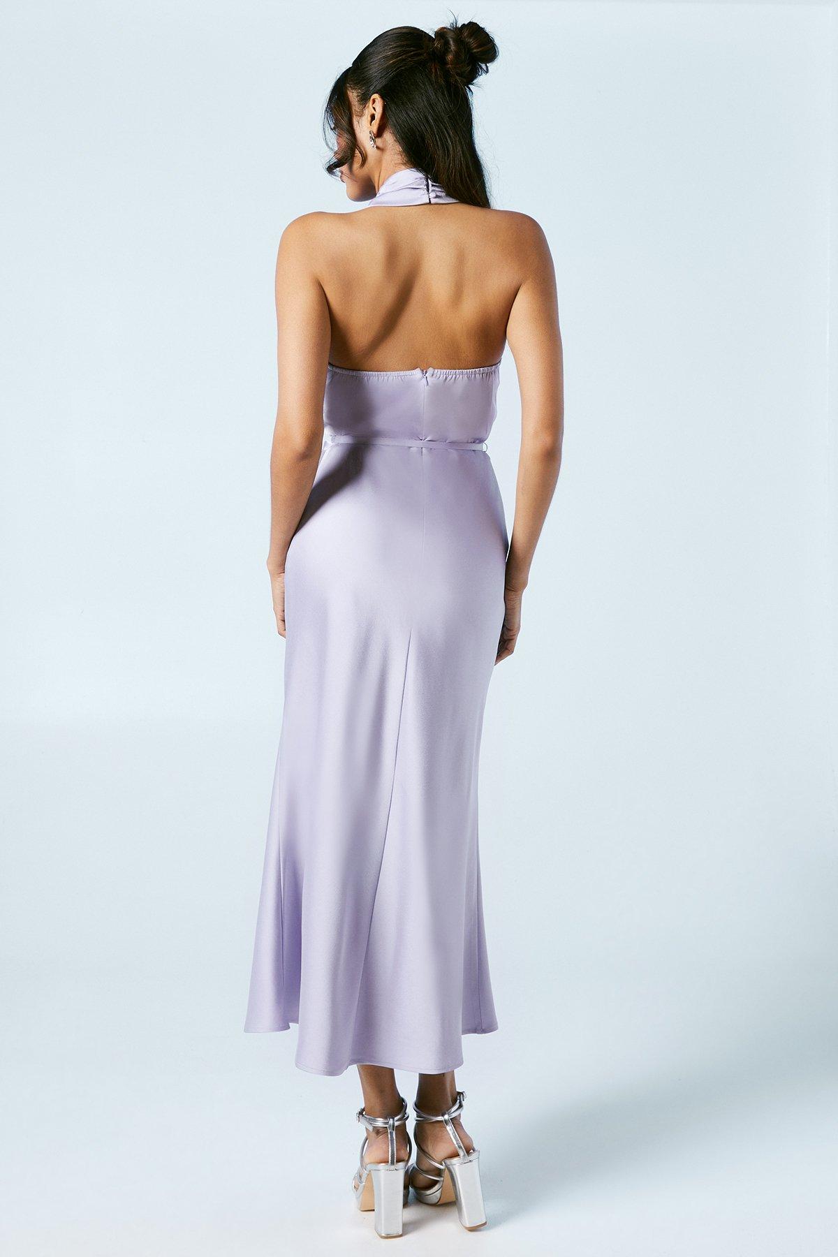 Oasis Cross Front Halterneck Bridesmaids Dress Lavender image 3