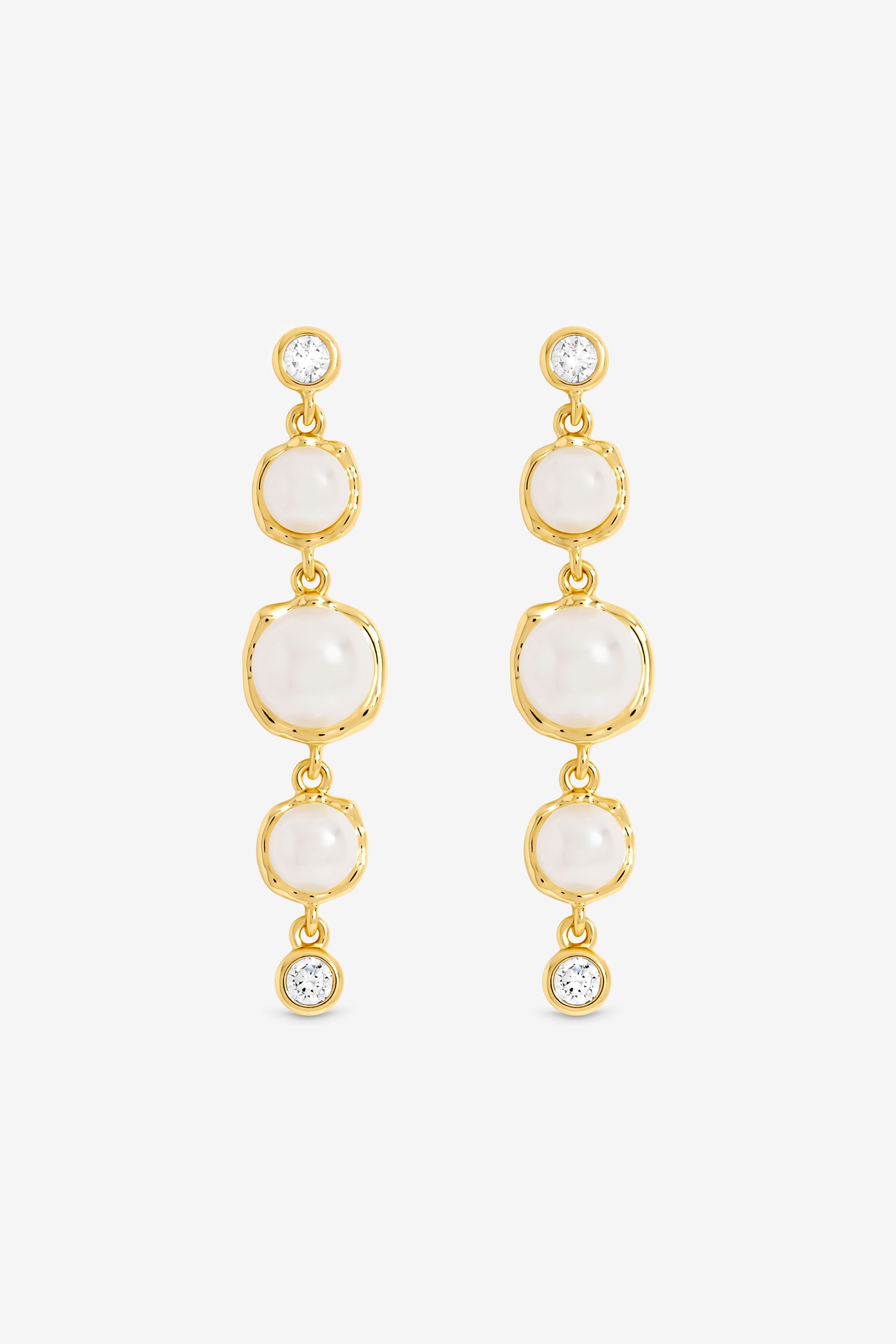 Jon Richard 14K Gold Plated Graduated Pearl Drop Earrings image 1