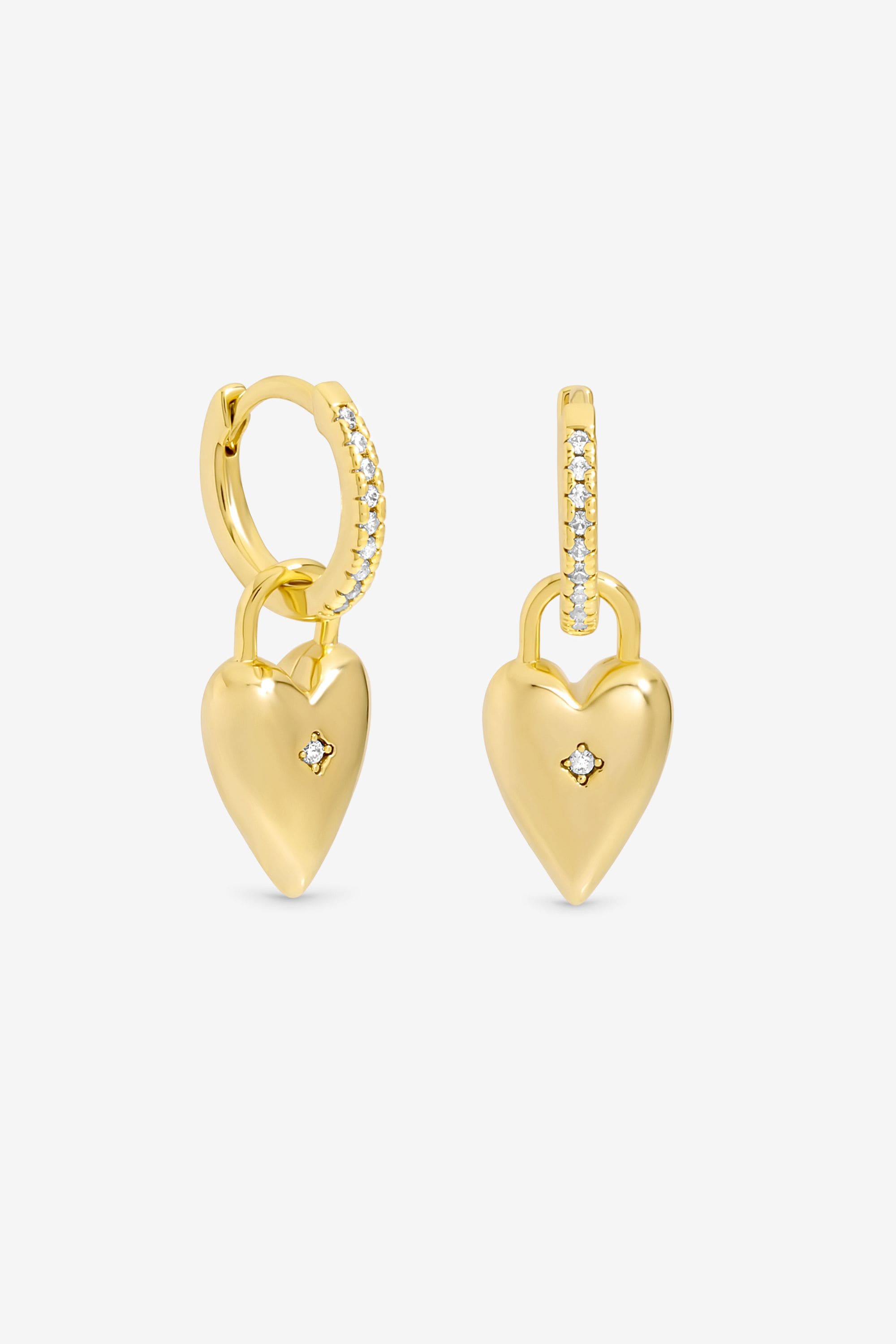 Jon Richard 18K Gold Plated and Cubic Zirconia Heart Hoop Earrings image 1