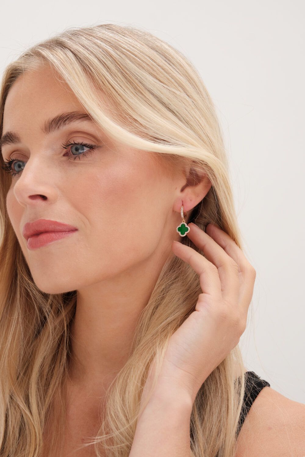 Jon Richard Gold Plated Malachite Clover Earrings image 2