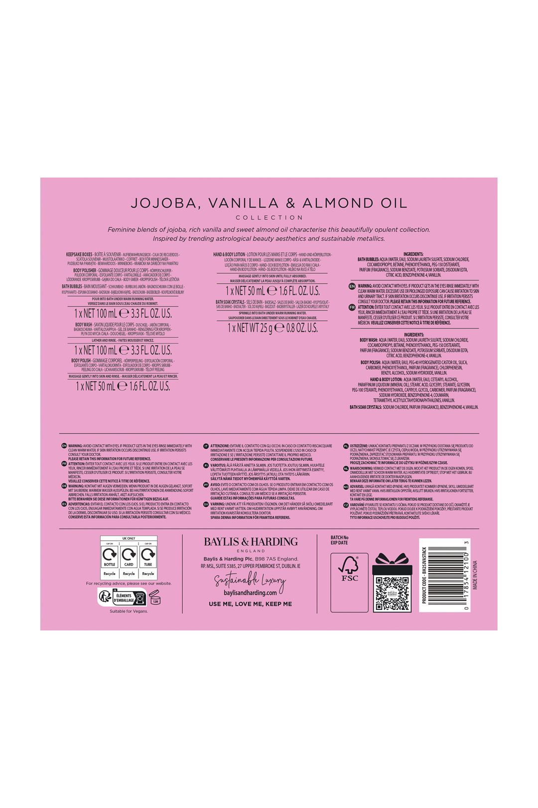 Baylis & Harding Jojoba, Vanilla & Almond Oil Luxury Pamper Present Gift Set Multi image 8