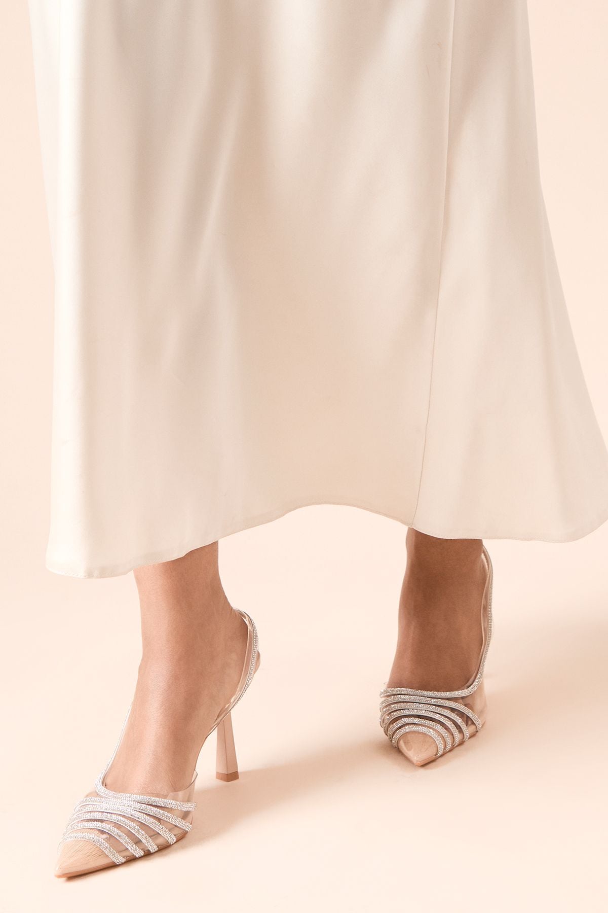 Dorothy Perkins Bonita Embellished Slingback High Stiletto Heel Court Shoes Beige image 2