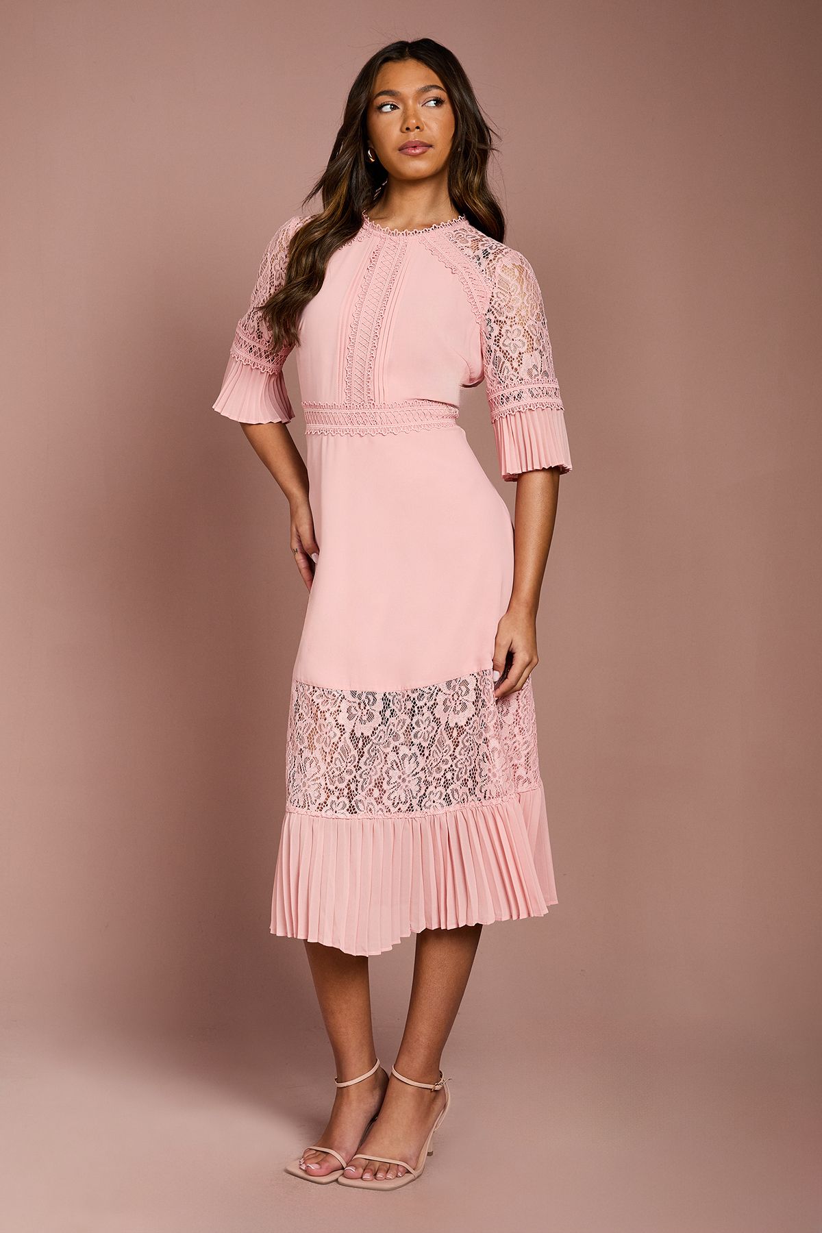 Coast Lace Insert Midi Dress Blush image 1