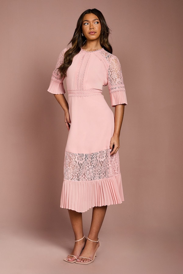 Coast Lace Insert Midi Dress Blush