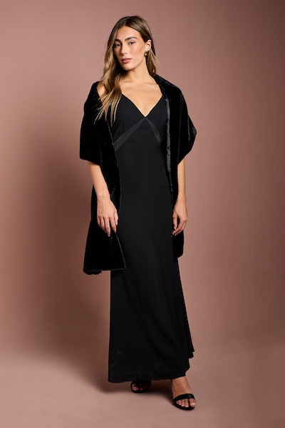 Coast Black Faux Fur Wrap Shawl Black