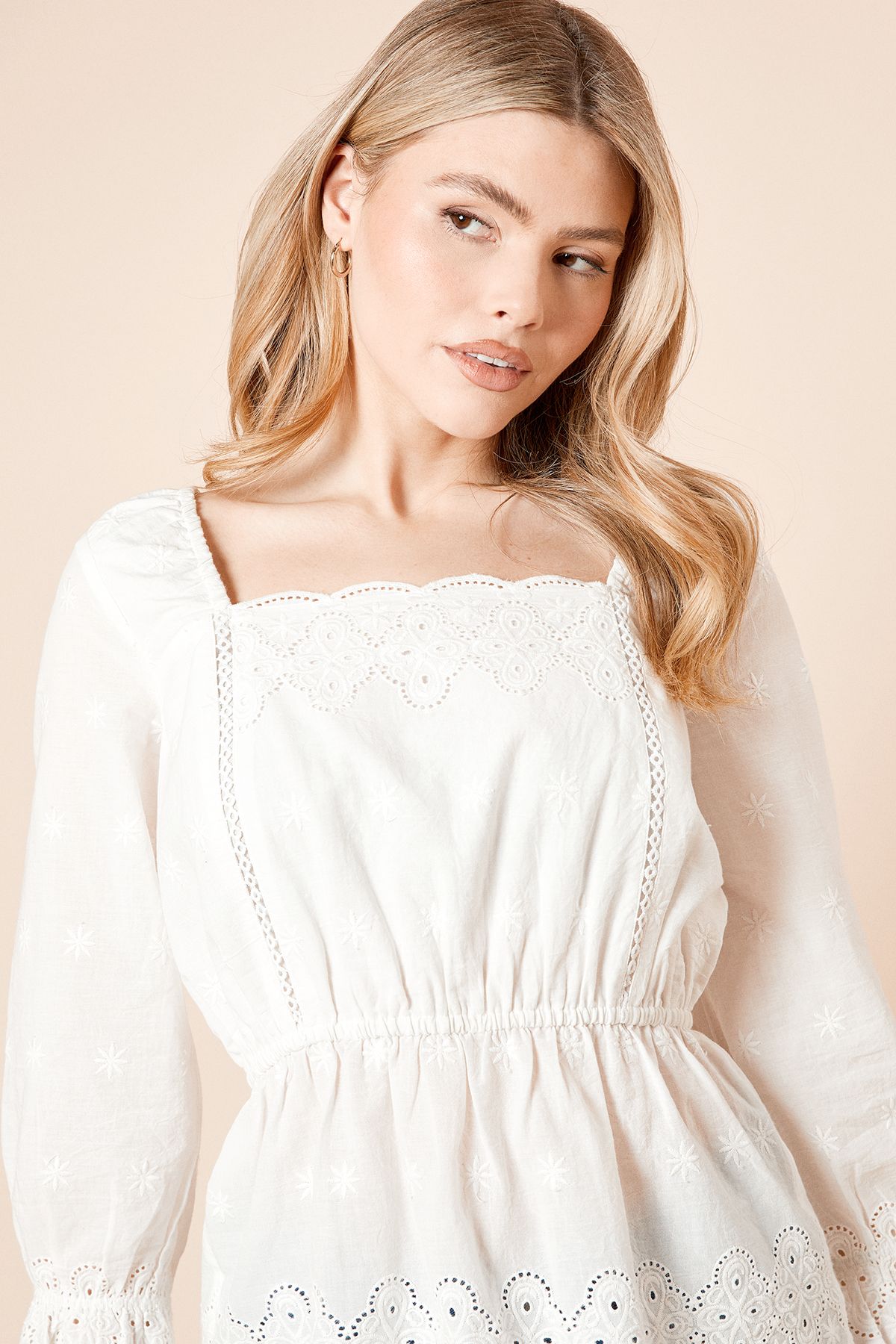 Dorothy Perkins Embroidered Long Sleeve Blouse White image 2