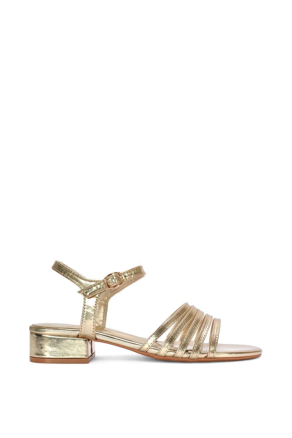 XY London 'Katie' Low Heel Open Toe Sandals With Ankle Strap image 1