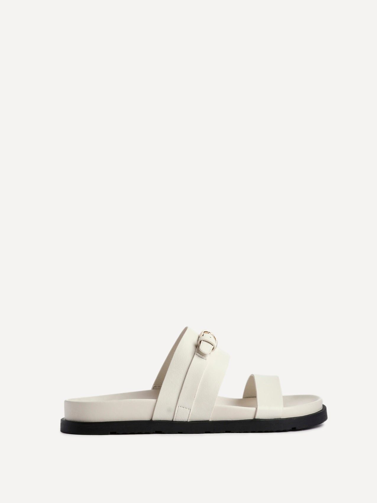 Linzi Ezra Ivory Faux Leather Flat Slider Sandals image 1