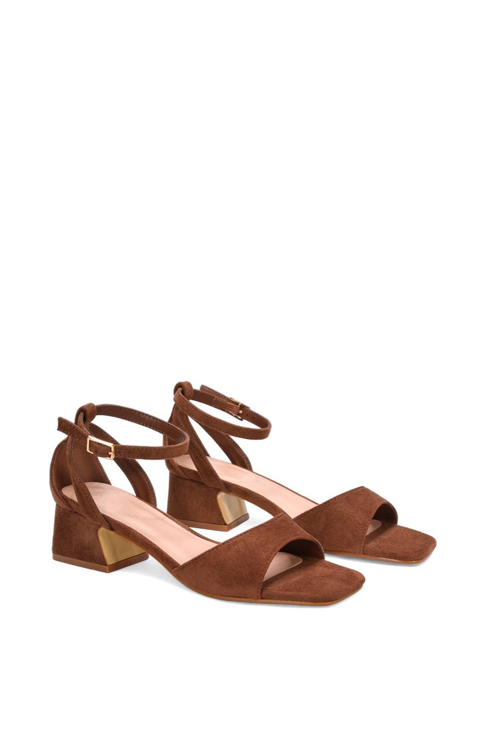 XY London 'Hayley' Strappy Block Low Heel Sandals With Cut Out image 4