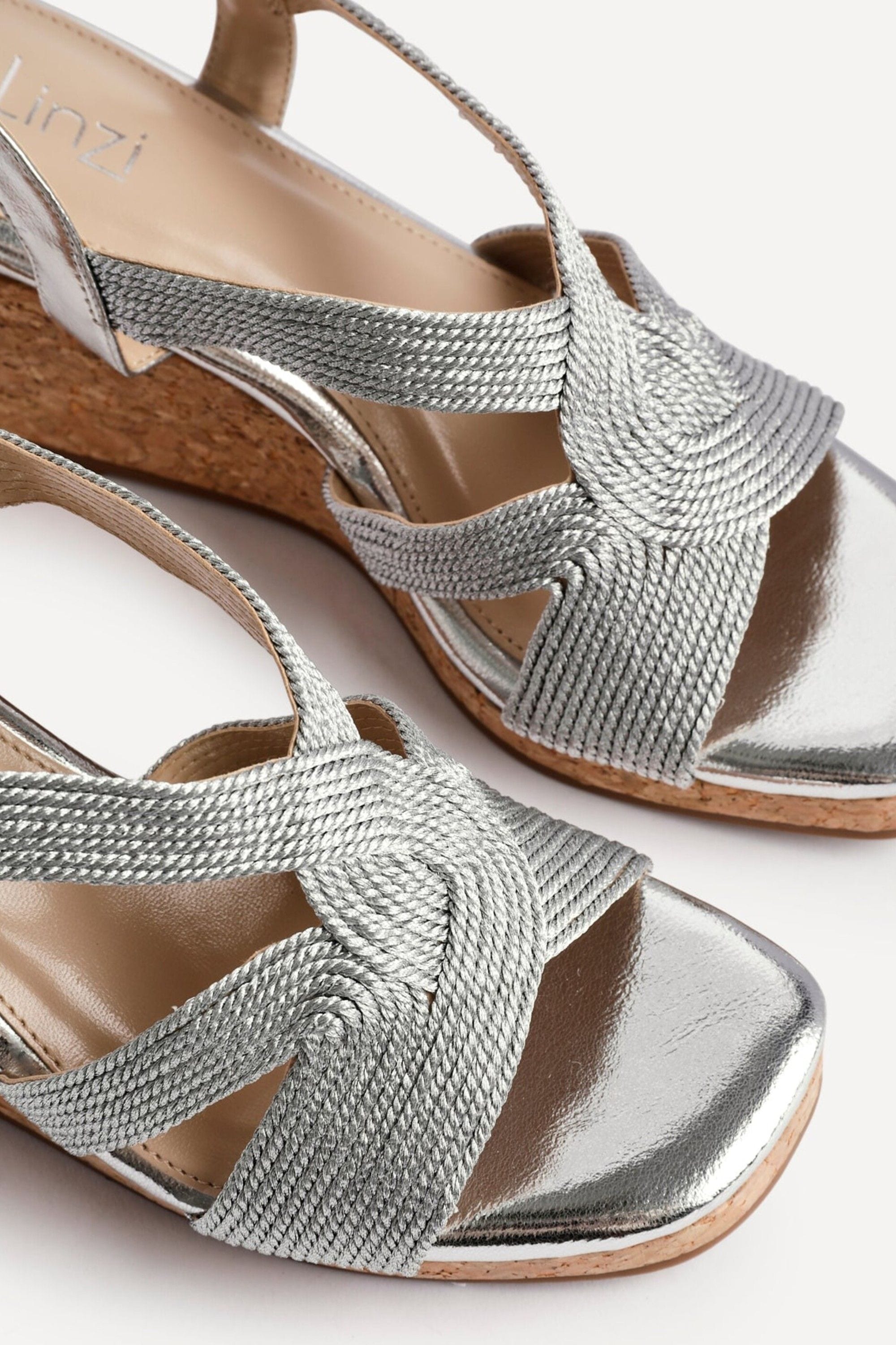 Linzi Destined Silver Woven Design Cork Wedges image 5