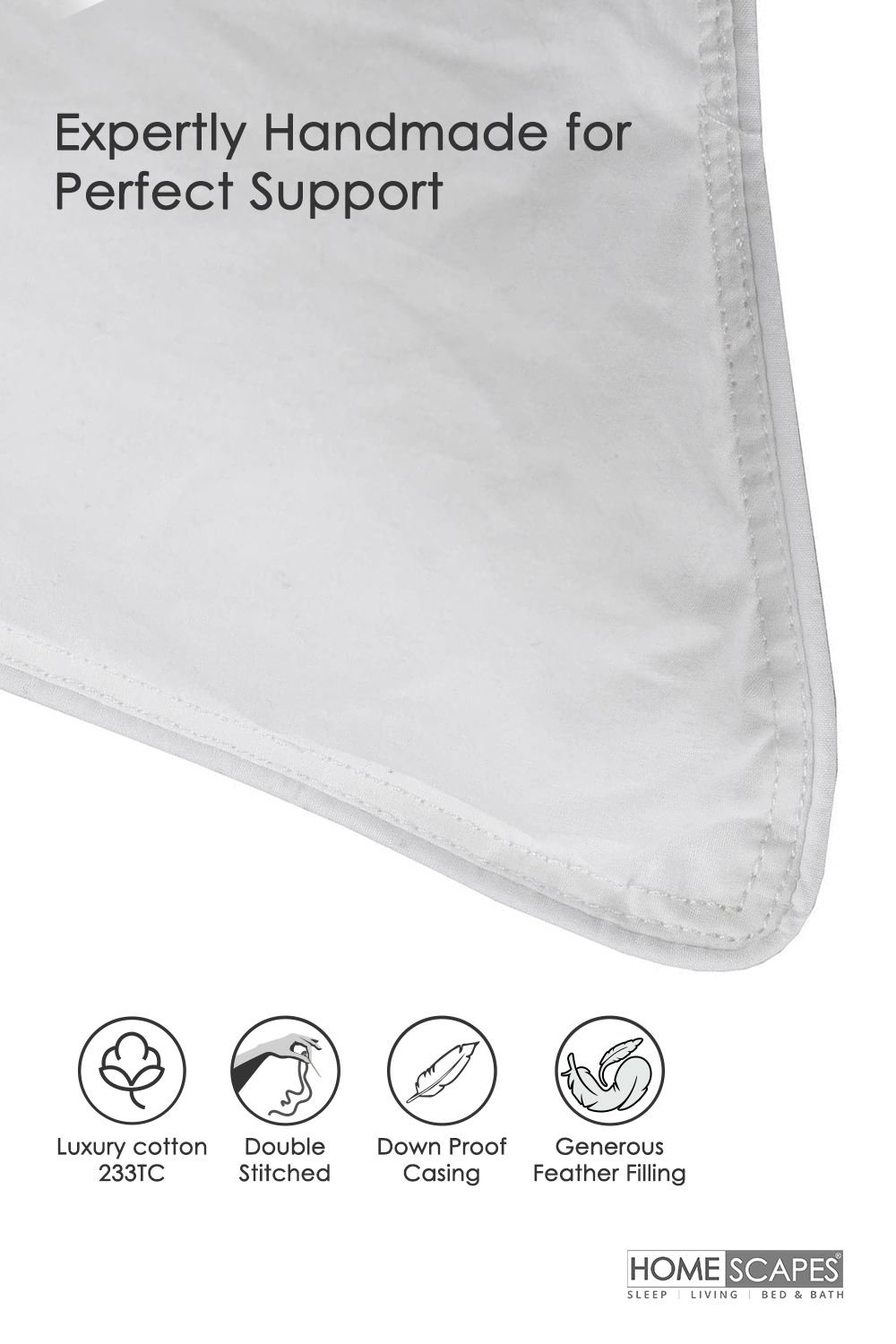 Homescapes Duck Feather Pillow Pack x 4 Luxurious, Ethically Sourced Comfort image 4