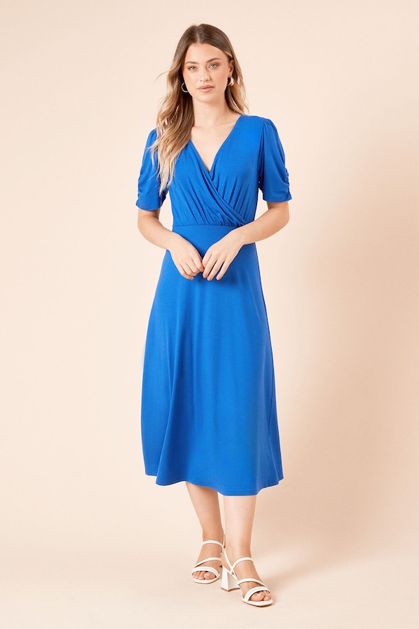 Dorothy Perkins Wrap Front Midi Dress Cobalt