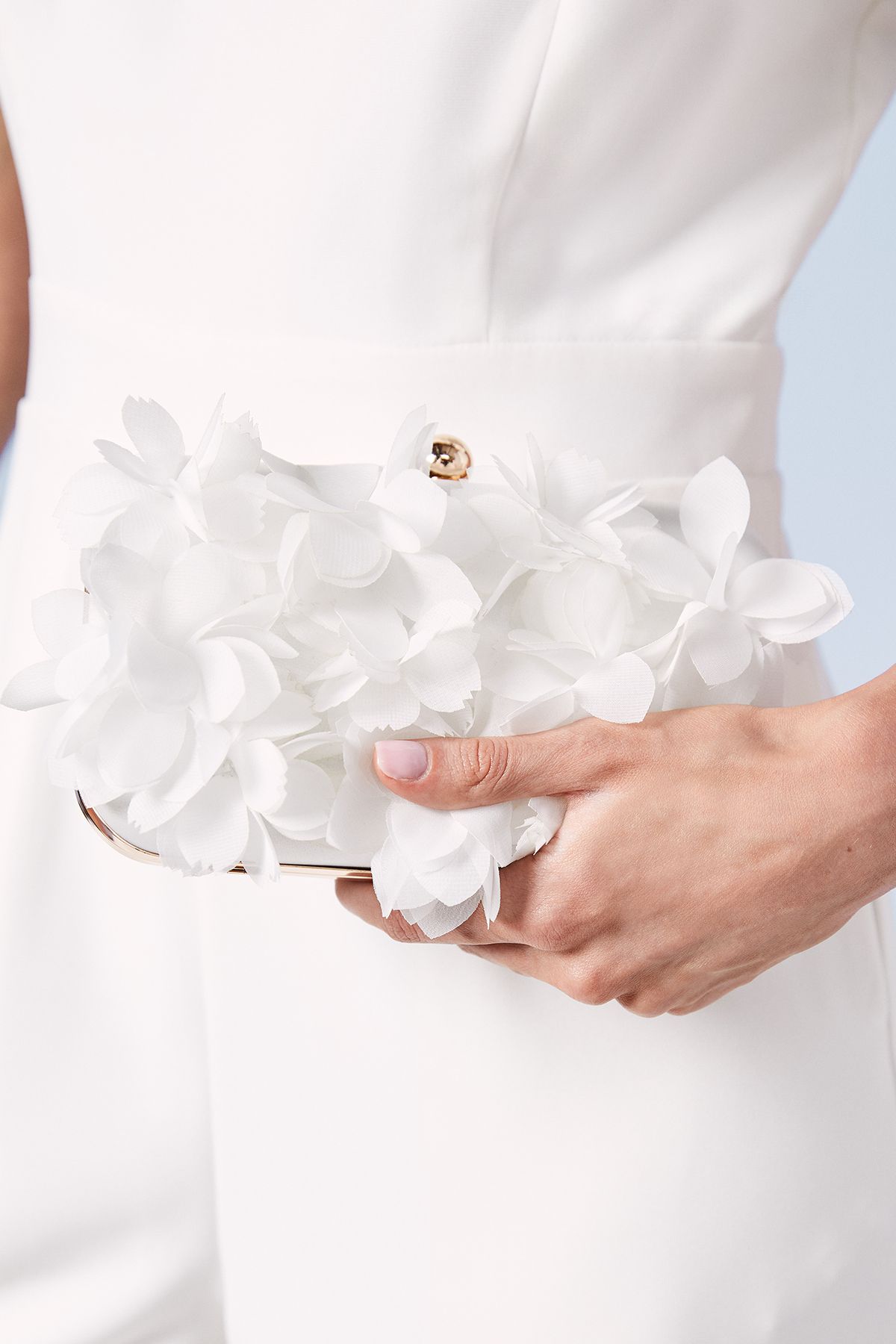 Oasis Bridal Petal Detail Clutch Bags Ivory image 2