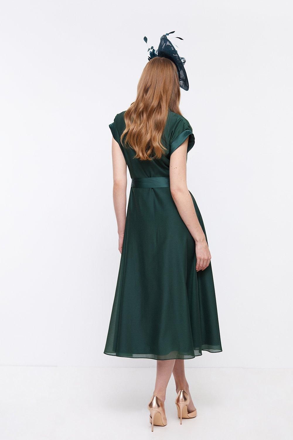 Coast Premium Organza Tuxe Wrap Midi Dress Forest image 3