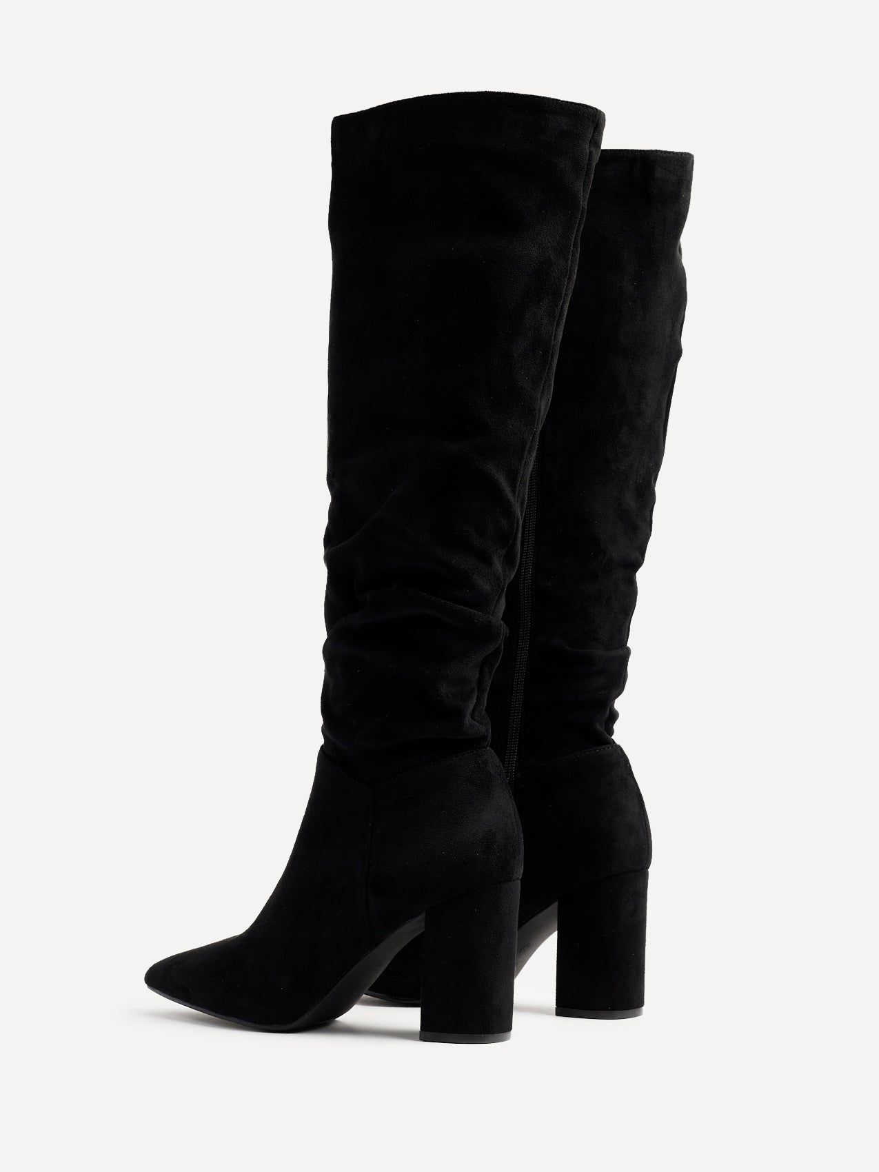 Linzi Nina Black Suede Block Heel Knee High Ruched Boot image 5