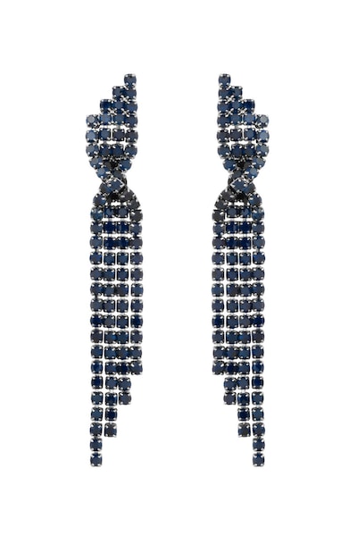 Jon Richard Hematite Plated Statement Twisted Blue Earrings