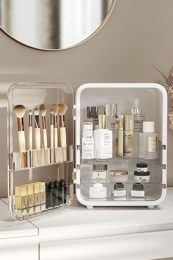 Living and Home Large Cosmetic Organizer Skincare Display Box with Makeup Mirror
