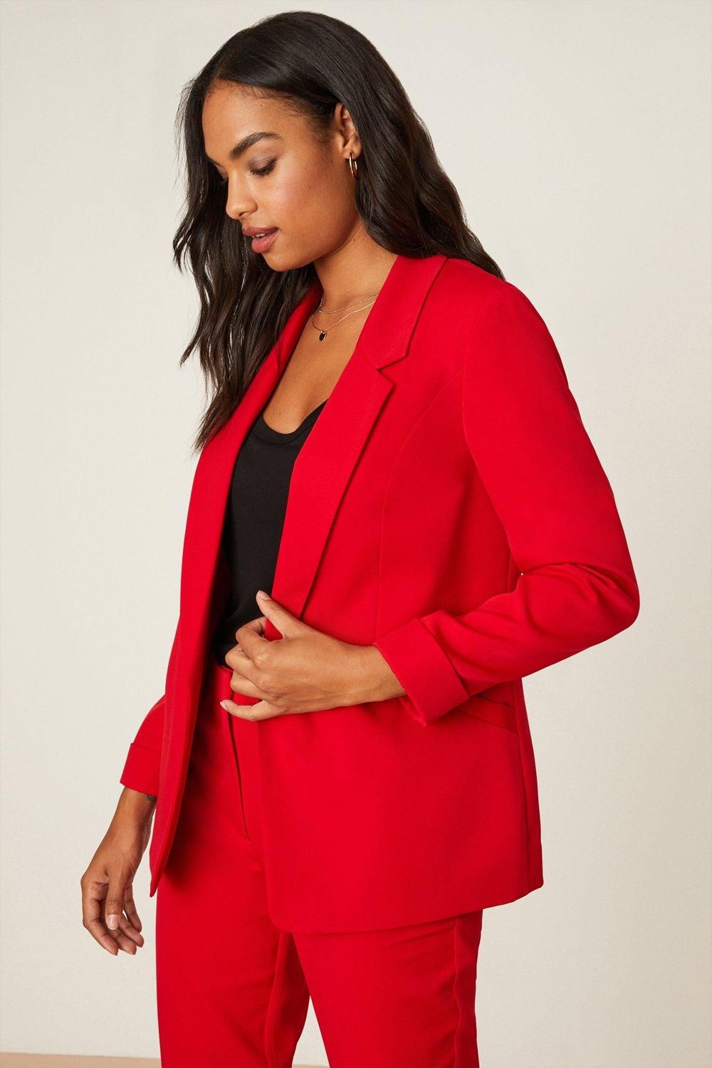 Dorothy Perkins Turnback Cuff Blazer Red image 1